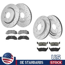For 18 - 21 Ford Expedition Navigator Front Rear Disc Rotors Ceramic Brake Pads
