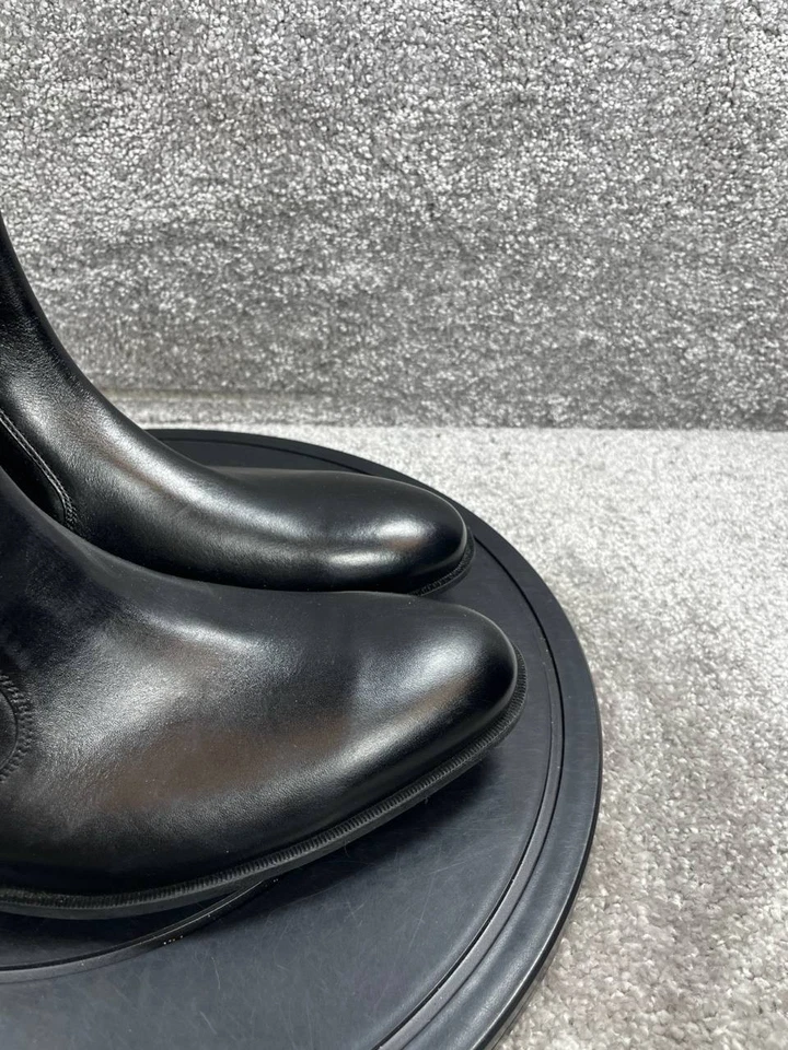 Bruno Magli Oxford Boots Womens 10 M Ipolito Black Leather Almond Toe Side Zip - Image 2 of 4