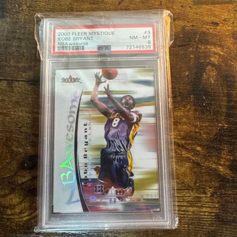 Kobe Bryant Trading Card NBAwesome PSA 8 Los Angeles Lakers Fleer Mystique