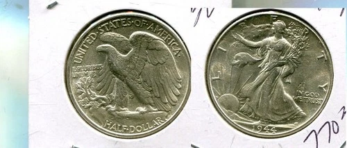 1944 P WALKING LIBERTY SILVER HALF DOLLAR AU BU 7703T