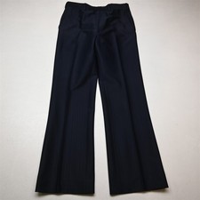 Vtg 1970s 30x30 Navy Blue Striped Bootcut Bell Bottom Dress Mens Pants