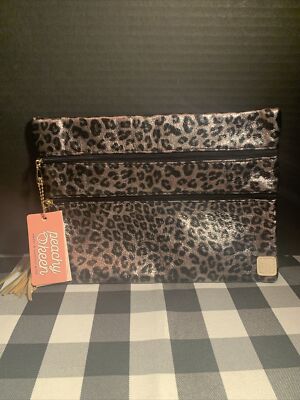 The Versi Bag by Peachy Keen Bronze Leopard Print Tassel Zip 2 Pockets  NWT
