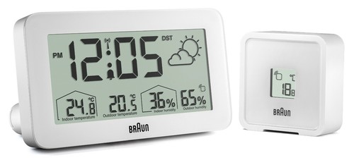 Braun Funk Wetterstation BC13WP-DCF, Weiß, Design Wecker NEU+OVP, 67605 - 第 1/8 張圖片
