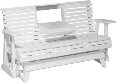 Outdoor Poly Lumber 5 Ft Rollback Porch Glider Bench White