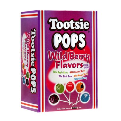 100 Count Tootsie Pops Assorted Wild Berry Flavors Candy Treats 60 Calories