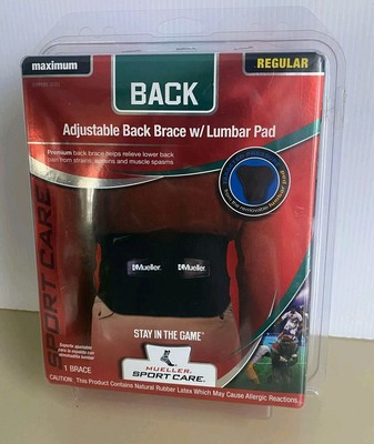 Mueller 255 Lumbar Support Back Brace w/ Removable Pad Custom Fit 28''- 50'' Waist