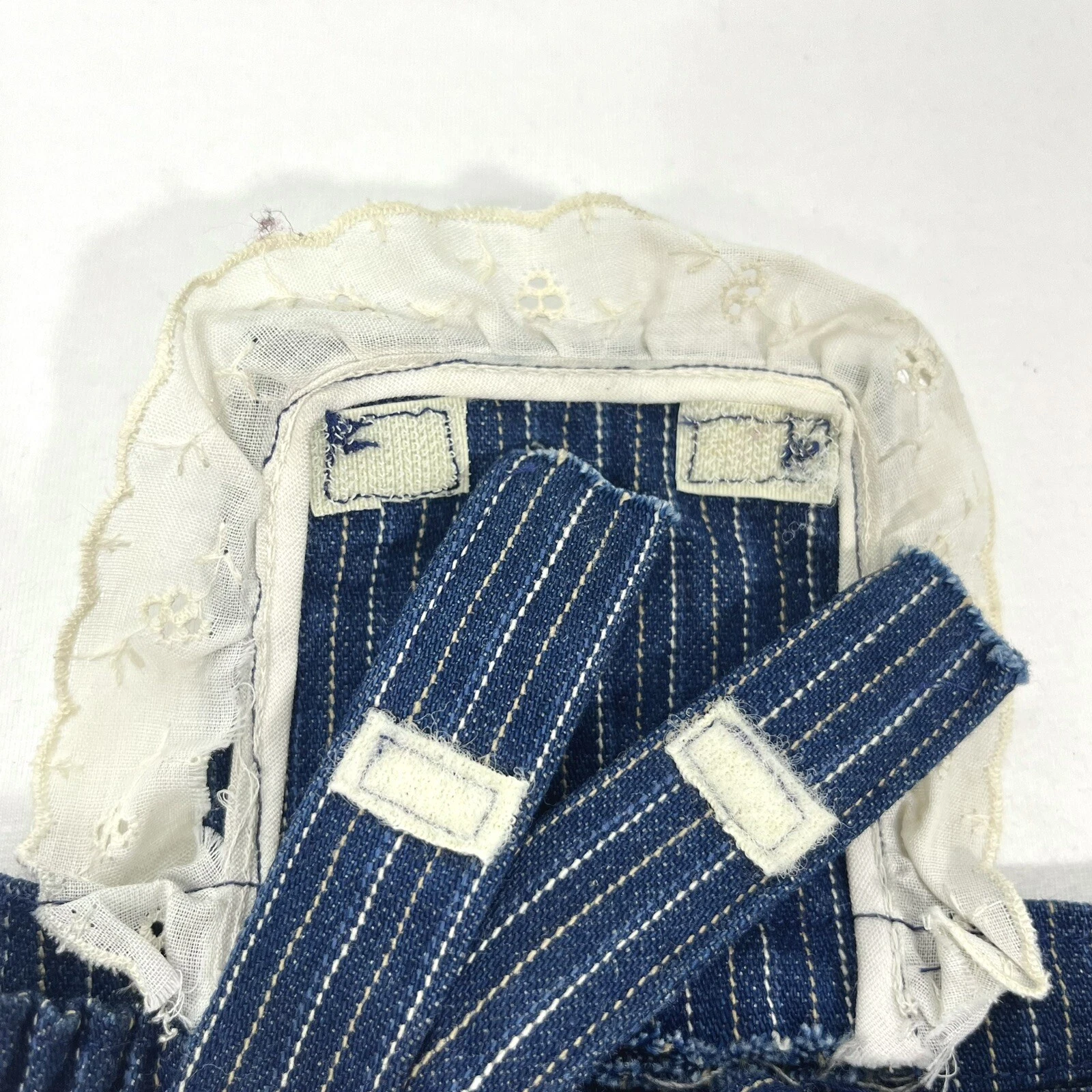  handmade sturdy denim pinstripes eyelet vintage 