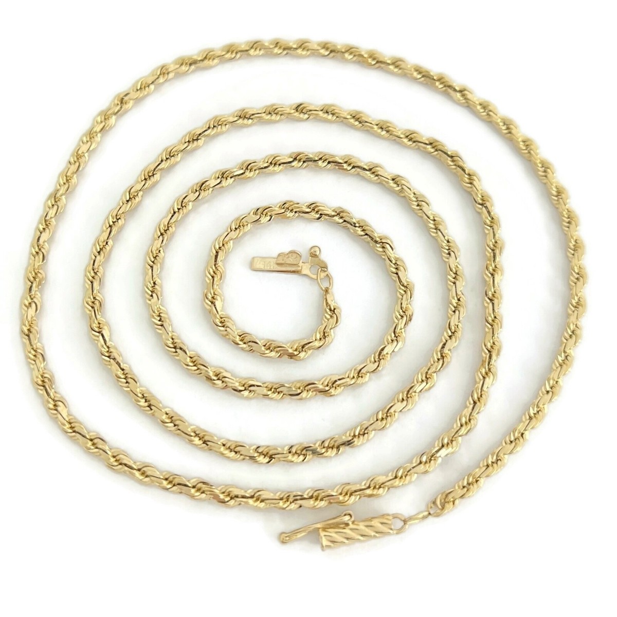 Long Rope Chain Necklace 14K Yellow Gold, 21 Inches, mm, Grams