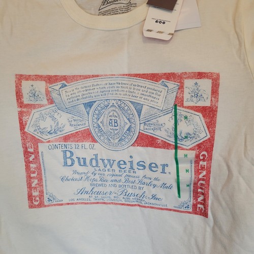 Budweiser Womens Retro Ivory Graphic Short Sleeve Crewneck T Shirt Medium New - Picture 3 of 5