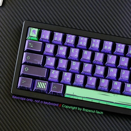 NEON GENESIS EVANGELION EVA-01 Mecha-01 PBT Keycaps for 60% Mechanical Keyboards - Picture 2 of 9