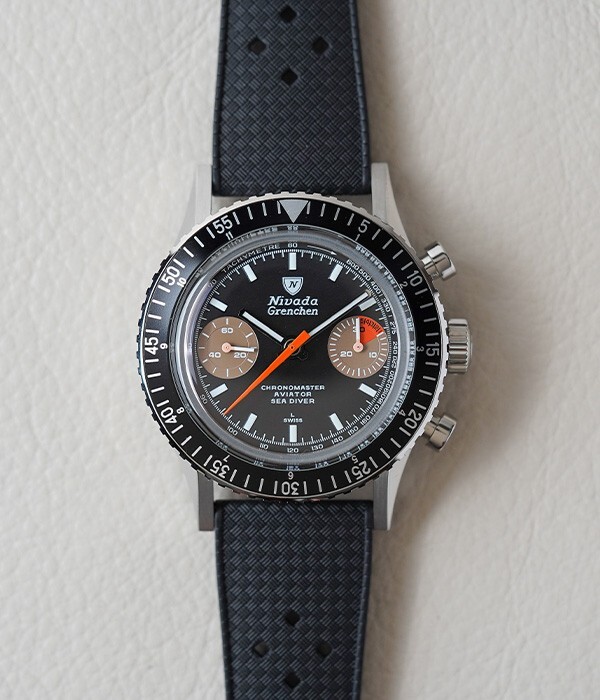 Nivada Grenchen Chronomaster White Orange Boy Rubber Tropic 86012WM01LC Chrono
