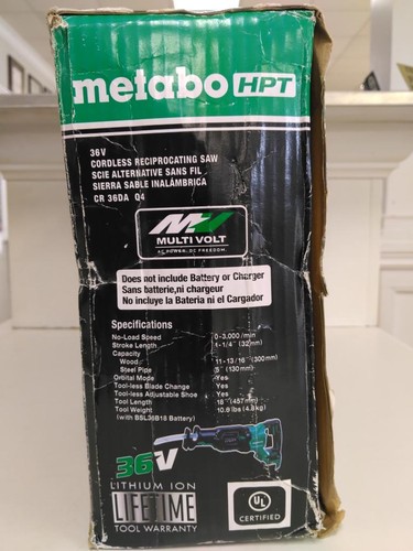 Metabo CR36DAQ4M 36v Reciprocating Saw Tool-Only in open box awYS103409-3 - Picture 7 of 10