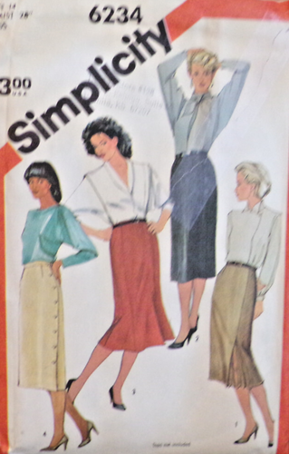 Simplicity Schnittmuster 6234 Misses Röcke schmal 4 Variationen Größe 14 Vintage ungeschnitten