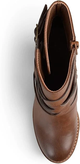 Brinley Co. Mujer Tobillo Multi Correa Botas Piedra | Marrón | 8 Ancho Ancho Foto 3 de 4