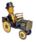 Vintage 1930's Marx Tin Litho Windup Charlie McCarthy Benzine Buggy