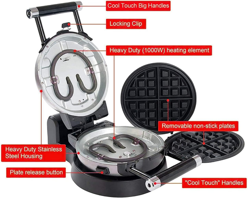 3-In-1 Waffle, Omelet, Egg Waffle Maker, 3 Removable Nonstick Baking Plates, Upg - Picture 7 of 12