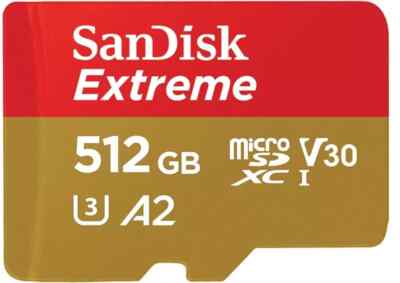 SanDisk Extreme microSDXC 512GB Speicherkarte A2 V30 UHS-I U3