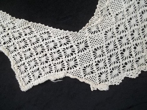 Vintage Crochet Collar Beige Diamond Pattern 5 1/2 inch wide CL46 - Picture 3 of 12
