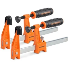 Jorgensen 2-Pack 6" Bar Clamp Set Steel F Clamps Light Duty 300 lbs Load Limited