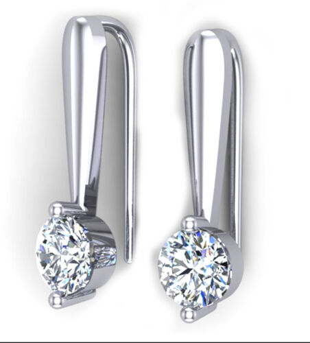 2.12 Ct Vvs11` Ice White Real Moissanite Diamond Dangle .925 Silver Earrings - Picture 1 of 3