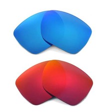 Walleva Two Pairs Polarized Lenses For Oakley Deviation - Fire Red Ice Blue
