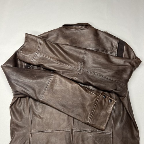 Boss Hugo Boss Jacke Herren 46R Lämmer Leder orange braun Jacke Freizeittasche - Bild 16 von 21