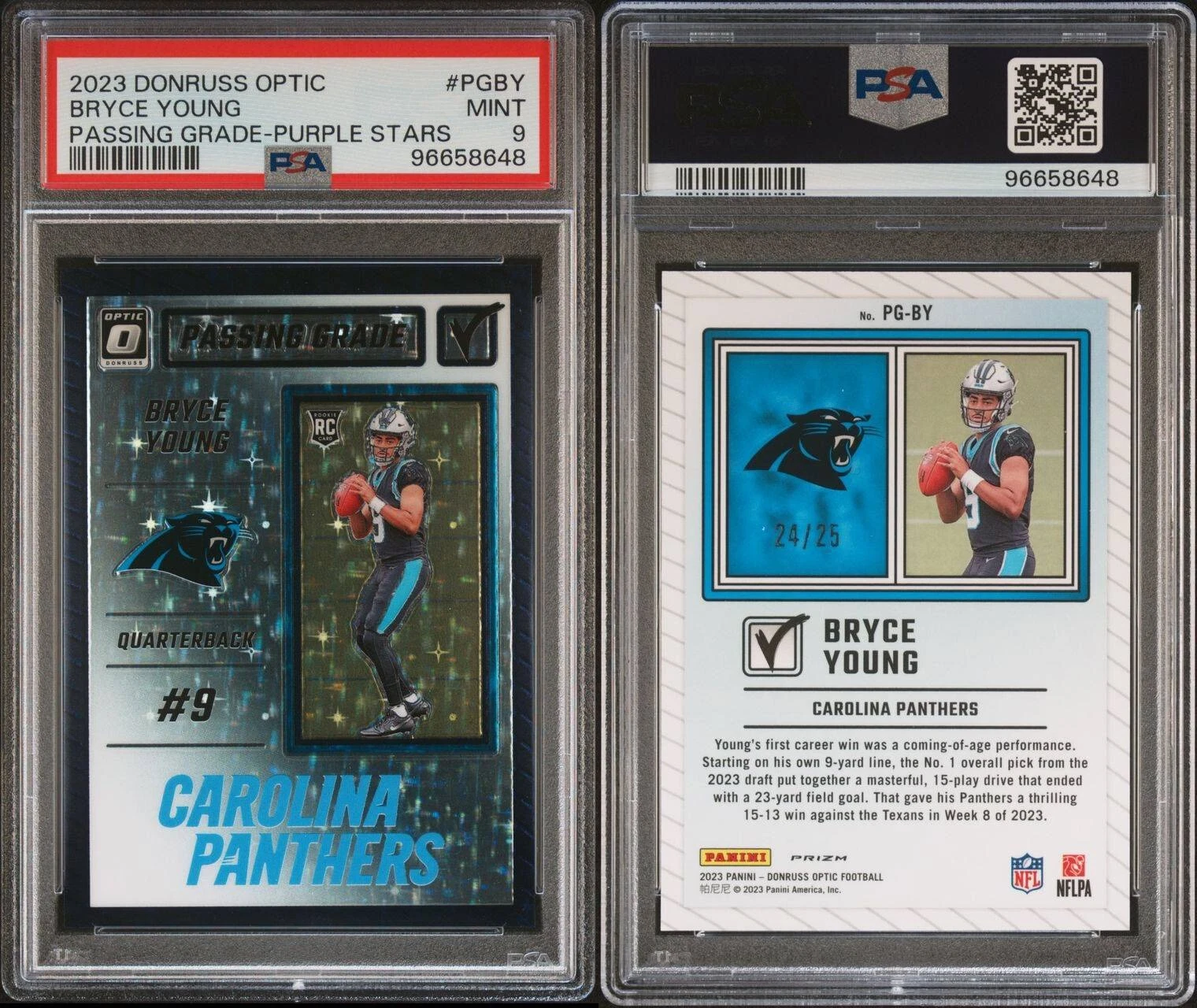Bryce Young Panini Donruss Optic Passing Grade #PGBY Purple Stars