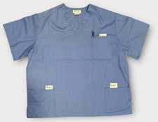 M M Classic Comfort Unisex Scrub Top Size 3X Blue V-neck Pocket