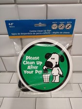 6 1/2" Canine Clean Up Sign With Yard Stake New In Package Ships FREE