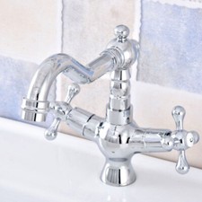 Polished Chrome Bathroom Kitchen Bar Vessel Sink Swivel Faucet Mixer Tap ssf662