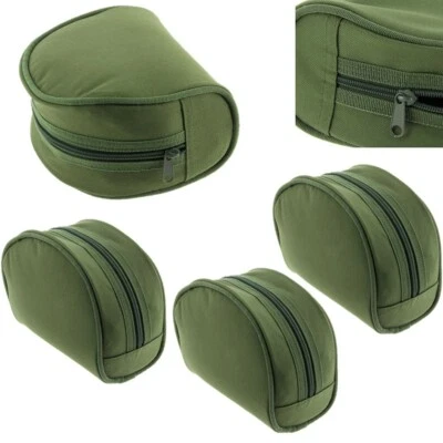 3 x Neu Gepolsterte Grüne Rollenhüllen Tasche für Karpfen Hecht Angeln Tackle