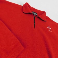 VTG Nautica Men Red Fleece 1/4 Zip Pullover Sz XL USA