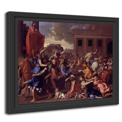 Tableau Toile Encadré - "L'enlèvement Des Sabines" De Nicolas Poussin - Prêt à Accrocher