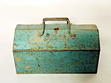 Vintage Draper Metal Toolbox Blue Steel Tool Box Industrial Workshop Storage