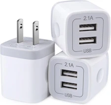Charger Block, USB Wall Charger, Double USB Fast Charging Cube Block Charger Box