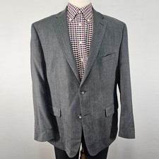JOS A BANK Men's Sport Coat Blazer Two Button Gray Herringbone Wool Size 46R
