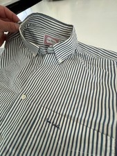 Pierre Cardin Paris Men's Blue and White Striped Long Sleeve Button-Down Shirt