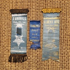 3 MICHIGAN GAR POST BADGES - HARD TO FIND POST BUT NOT IN THE BEST OF CONDITION!