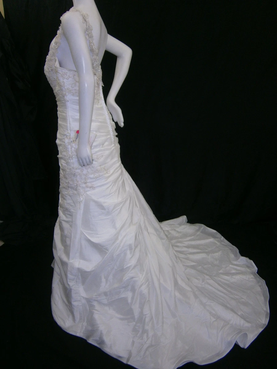 alfred angelo one shoulder wedding dress Alfred Angelo Dresses | Asymmetrical Gathered Chiffon Over Satin Bridal Gown | Color: Cream | Size: 8