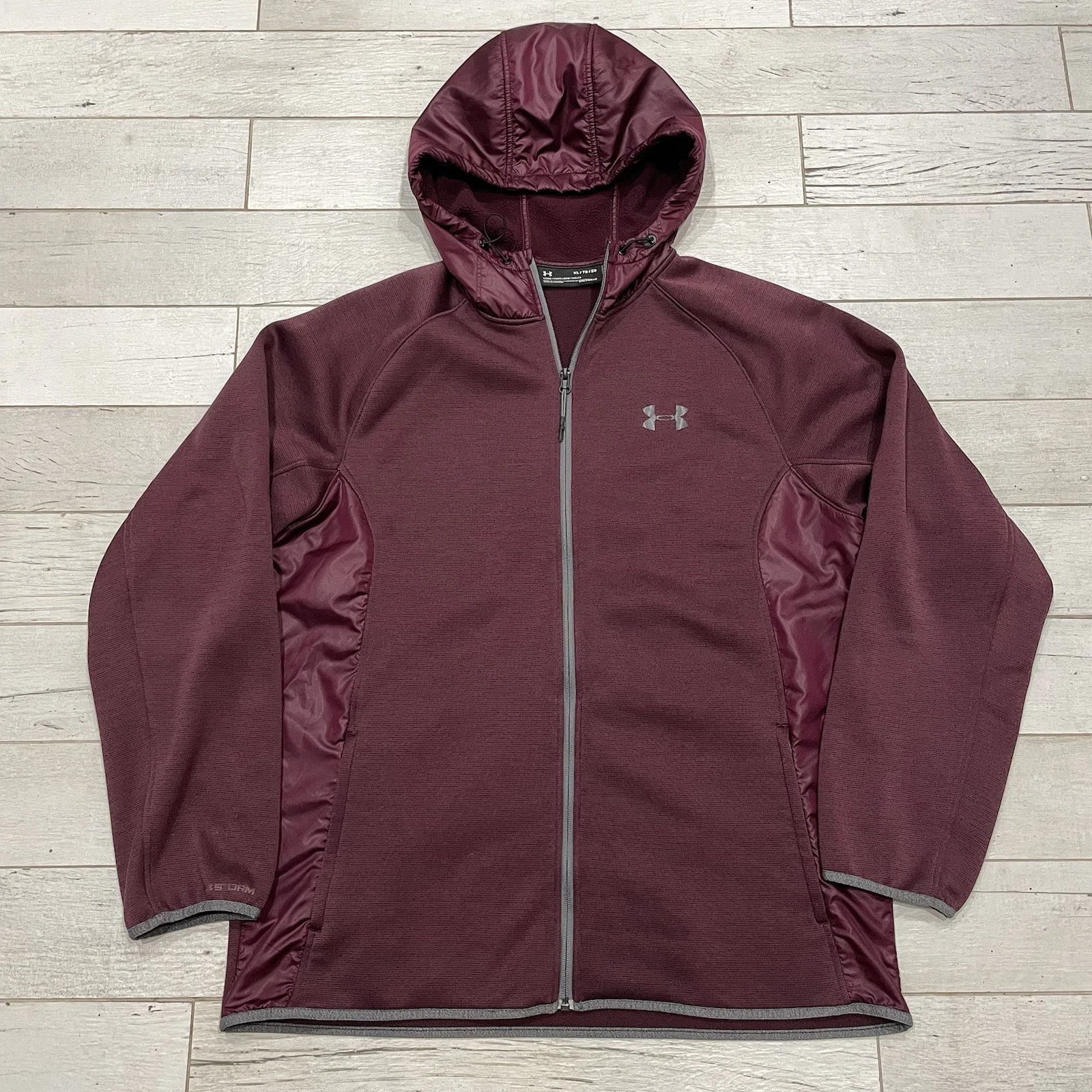 Under Armour Jacket Mens XL Red Coldgear Storm Fleece Hooded 1302443