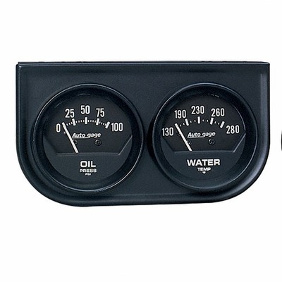 AutoMeter Two-Gauge Console 0-100 PSI Oil Press/130-280 °F Water Temp - Black