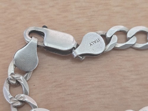 Men’s 6mm 925 Italy Sterling Silver Flat Curb Link Lobster Clasp 24” Chain P Lux - Picture 6 of 8