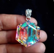 51 CT+ Flawless Rainbow Fire Mystic Topaz 925 Sterling Silver Plated Jewelry