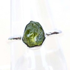 Natural Raw Peridot Stack Ring 925 Sterling Silver Peridot Birthstone Ring-RR151
