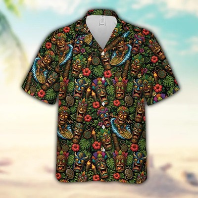 Hawaiian Shirt Tropical Tiki Mask Design Aloha