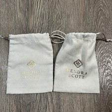 Kendra Scott Jewelry Pouch Cream Gold Foil Logo Drawstring Dust Bag Set of 2