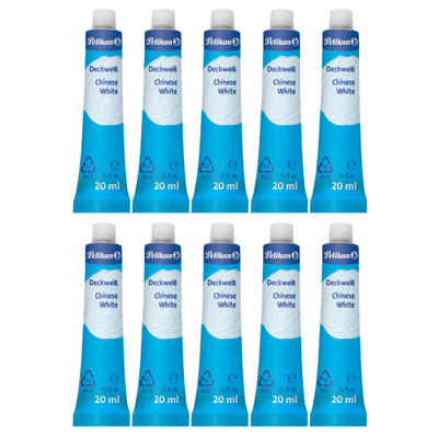 10 x Pelikan Deckweiß Mischfarbe Malen chinese white 20 ml, Tube Deckweiss