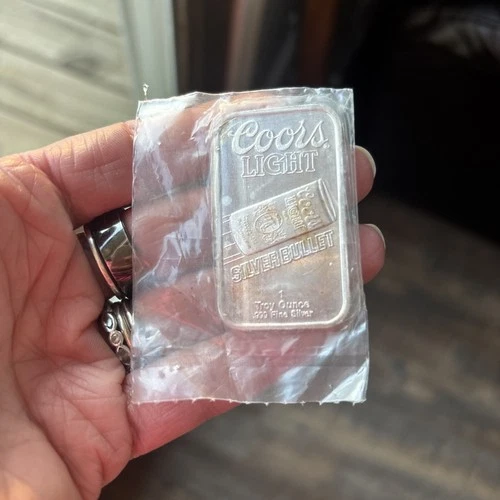 COORS LIGHT SILVER BULLET  1oz Bar 1980's IN ORIGINAL SEALED PKG BECOMING SCARSE