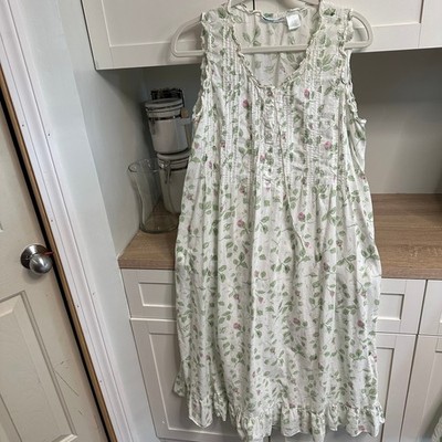 VTG La Cera Nightgown Womens M Floral Sleeveless Ruffle Prairie Cottage Dress