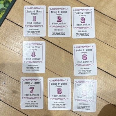 Hasbro Game of Life Stock Cards